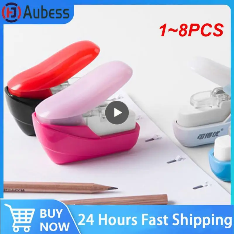 

1~8PCS No Nails No Staples Stapling Machine Mini Cute Book Stapleless Stapler Paper Stapling Stapler Without Staple Stapler Free