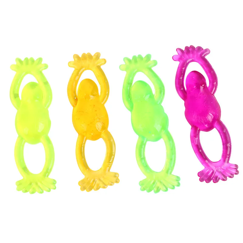 5Pcs Catapult Frog Animal Toys Cartoon Catapult Frog Sticky Stretching Elastic Toys Kids Birthday Party Gift Finger Game