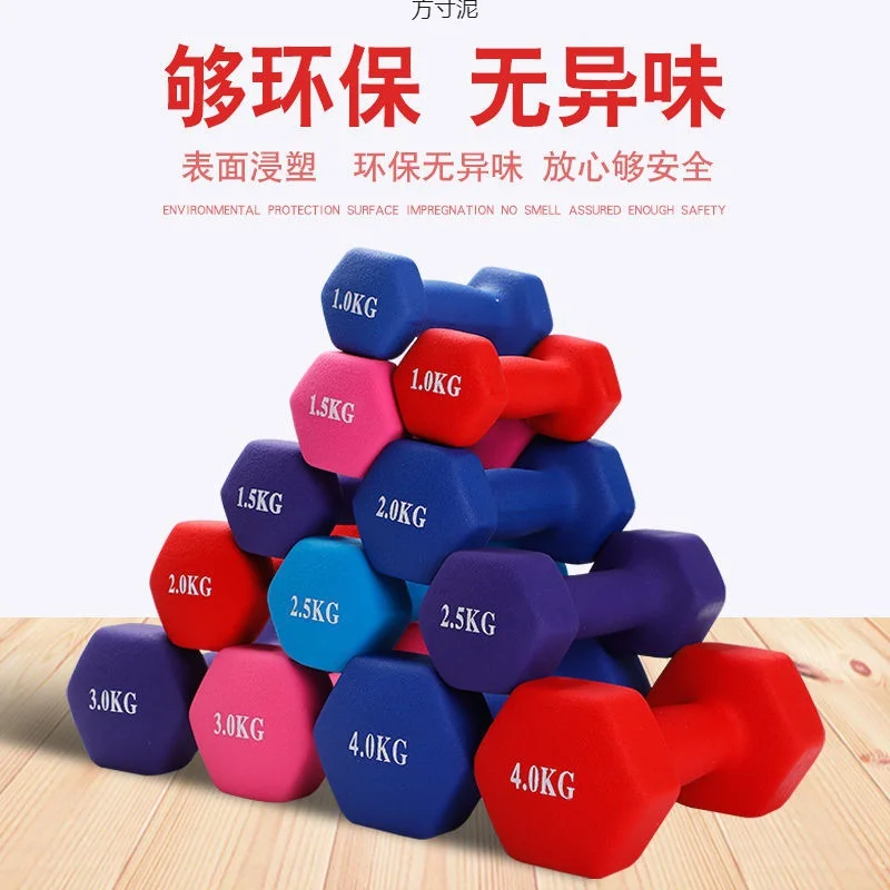 3kg Gym Dumbbell Set Vinyl Coated Steel Hex Dumbbell for