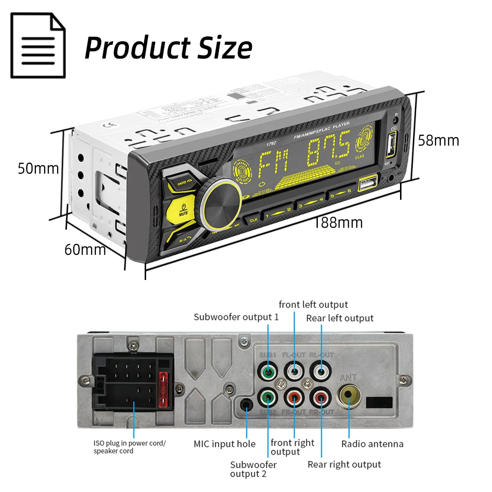 Car Radio 1 Din MP3 Bluetooth Player 7 Colors Stereo FM Receiver Remote Control AUX/2 USB/TF Find Car Function car multimedia player car radio car radio player car music player mp3 music player