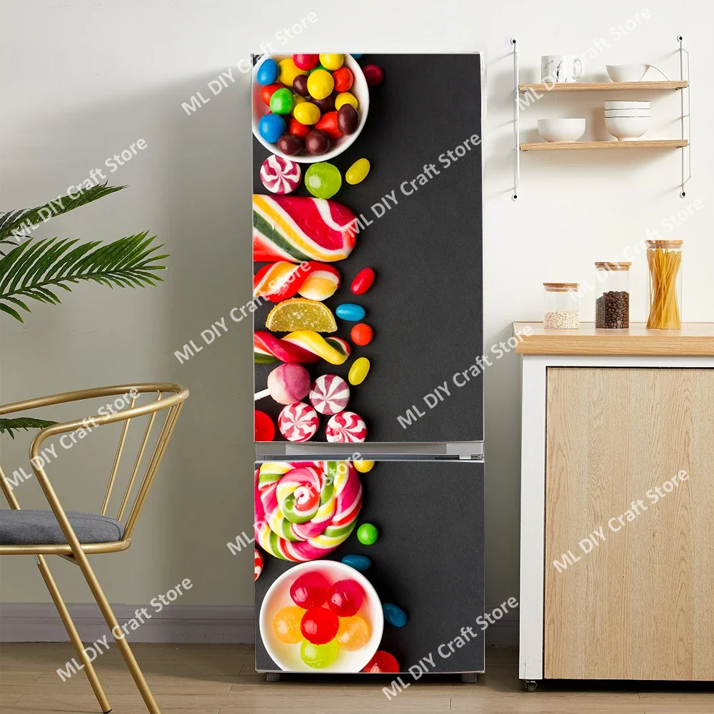 thumbnail image 1 of Pegatinas de pared para puerta de refrigerador con diseño de donuts y helado, papel tapiz de PVC autoadhesivo para cocina, cubierta para puerta de refrigerador, decoración, 1 of 5