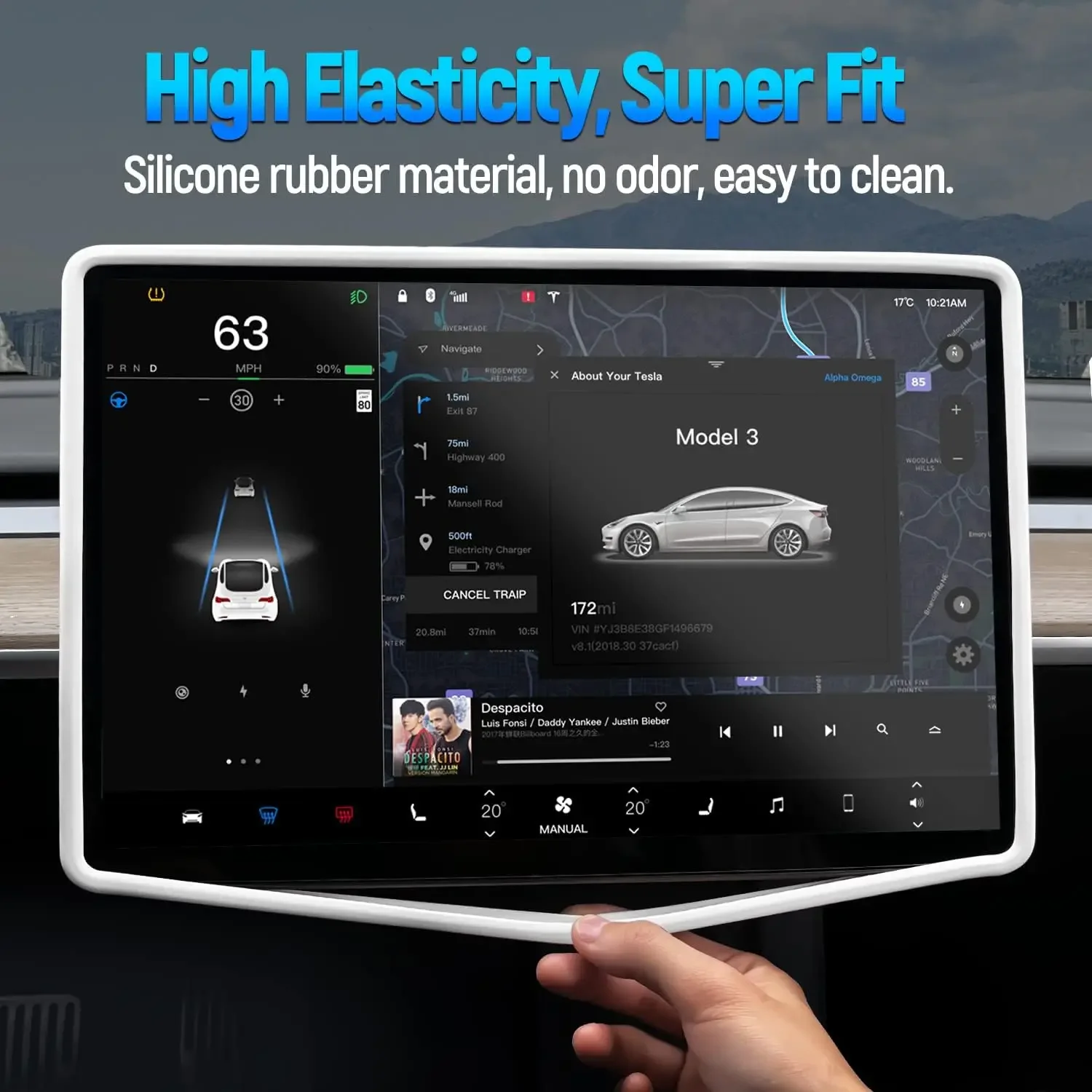 Silicone Frame Screen Protector with Edge Body Cover for Central Control Display