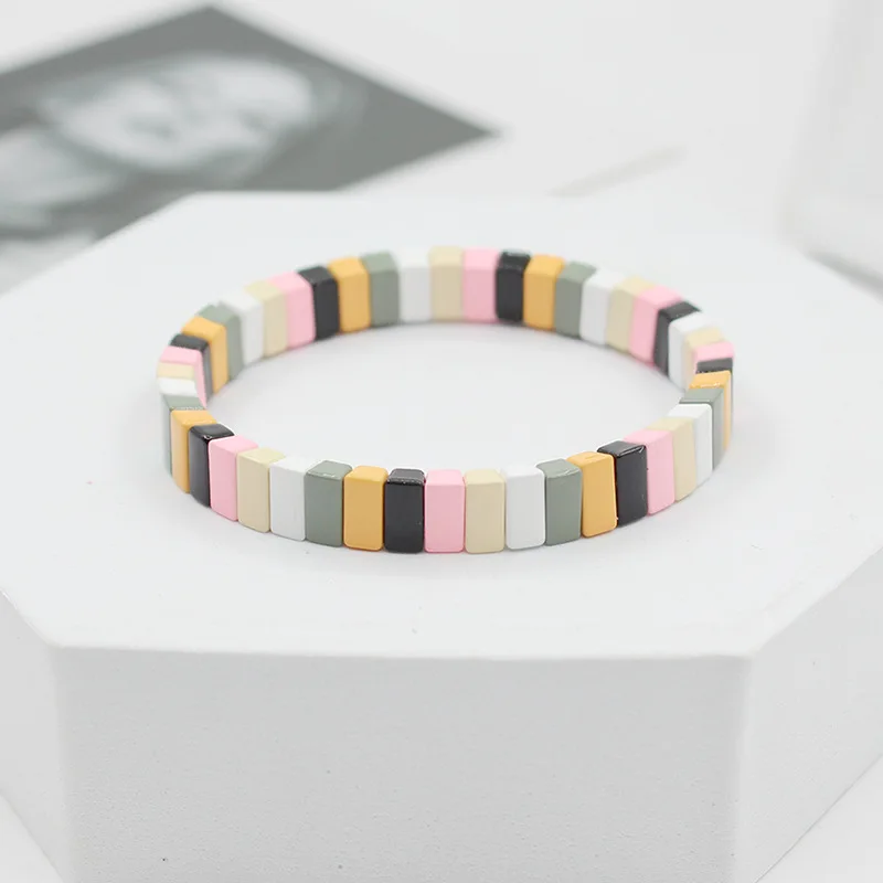 European and American DIY Fashion Popular Enamel Women's Bracelets Bohemian Letters Color Matching Elegant Ladies Bangle Jewelry