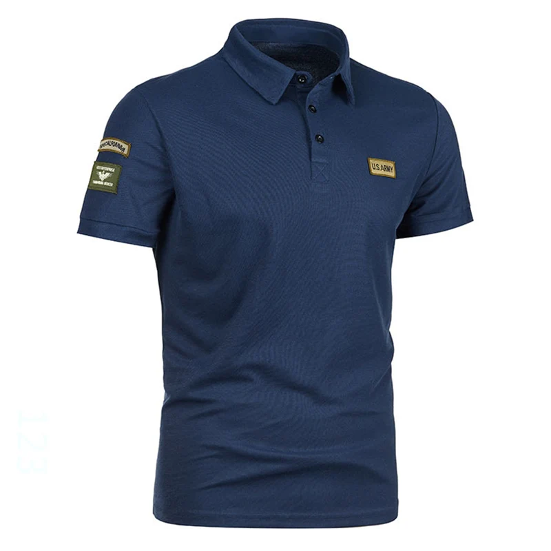 Summer Men’s Men’s casual fashion short sleeve top New men’s outdoor military style Air Force short sleeve lapel T-shirt POLO Best Sellers In Men's Clothing