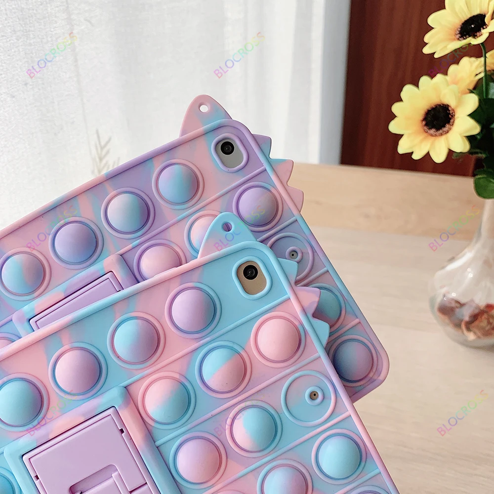 For iPad10.2" 8th 9th Gen Case Pop Push It Bubble kids Case for Ipad 9.7" Air5 10th Gen 10.9" Pro11 Soft Silicone Stand