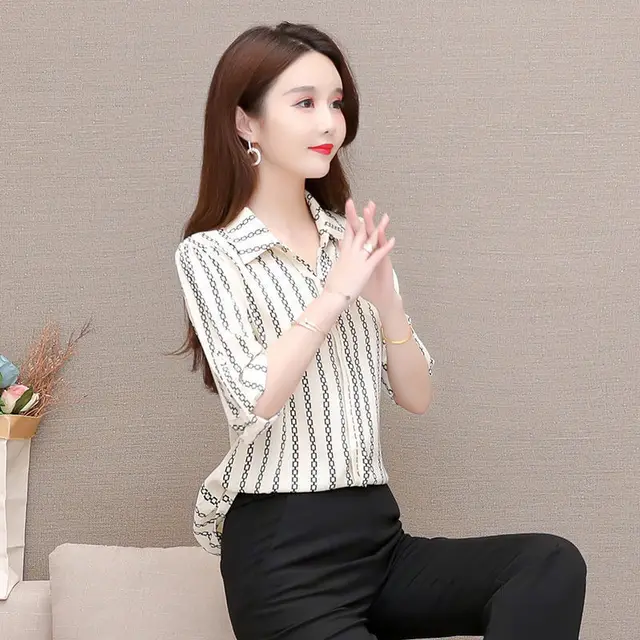 Chiffon Shirt Women's Half Sleeve Top Fashion Bottoming Shirt 6XL Blouse Tops Casual Femme Blusas 2