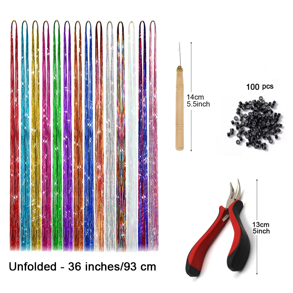 Sparkle Hair Tinsel: Heat-Resistant 36-Inch Multicolor Glitter Fairy Hair Accessories