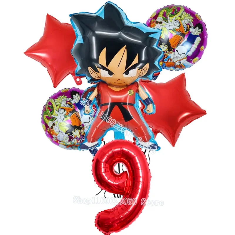 thumbnail image 1 of Bandera con números para fiesta de cumpleaños con temática de Dragon Ball, Son Goku, Vegeta, globo, decoración para tarta, regalo de Navidad para niños, 1 of 5