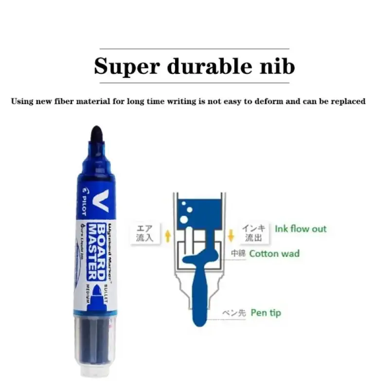 Dry Erase Markers Whiteboard Pens Pilot V Board Master Mark Pen Specialized for Whiteboard Low-odor Straight Liquid Fillable Ink