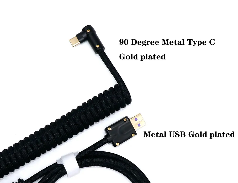 USB para Tipo C, Metal, Preto, Branco, 90 Graus