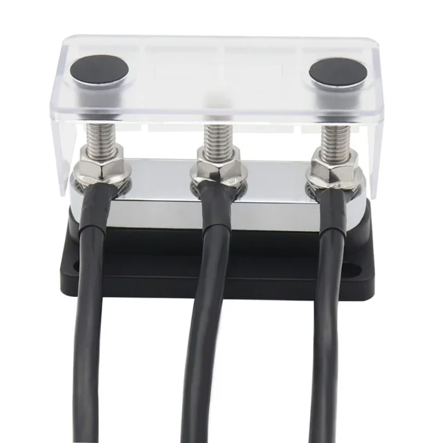 600A Bus Bar 4 Stud (M10 X 4) - High Current Copper Distribution Block For 12-48V DC, Cars, RVs & Boats