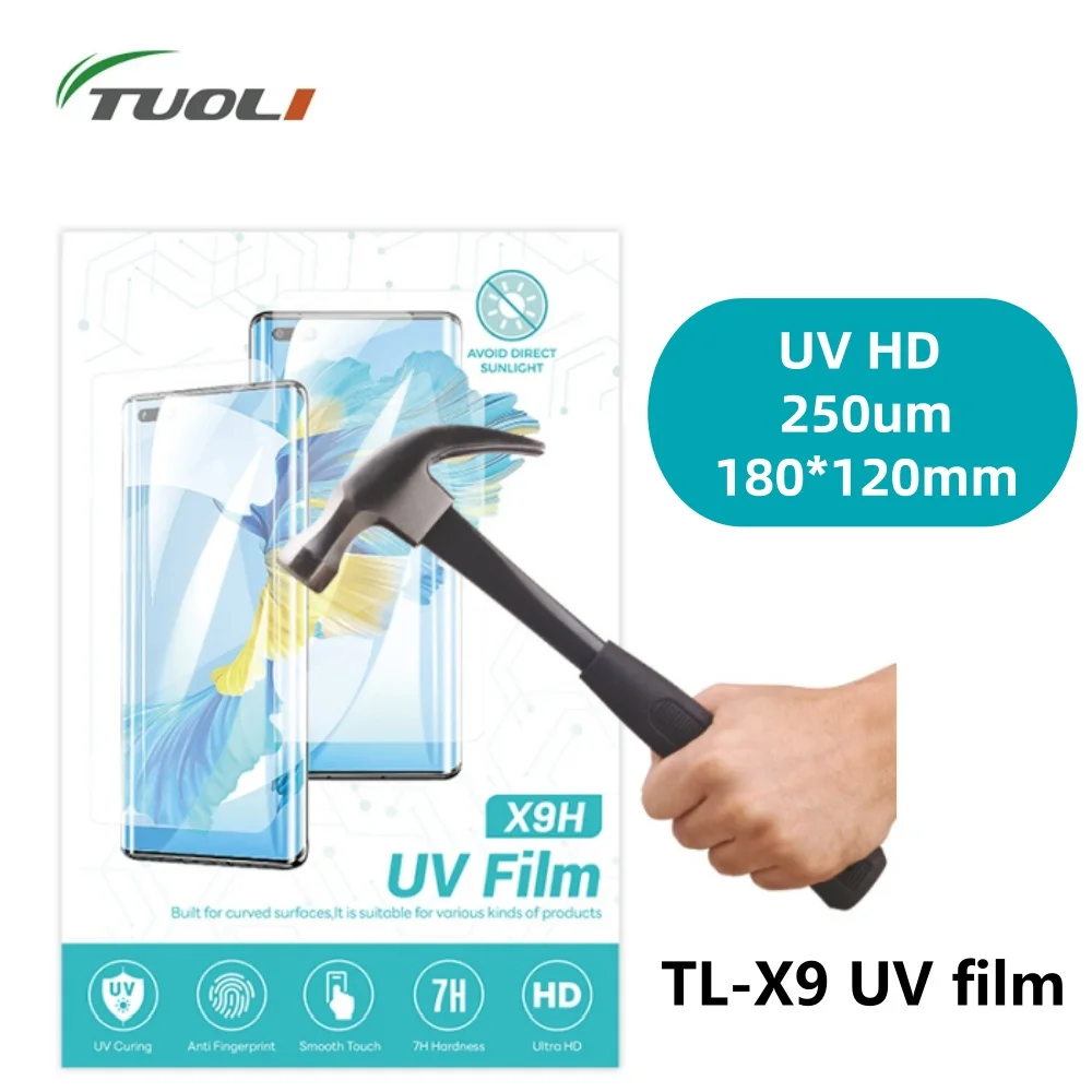 TUOLI 250um 50Pcs X9H HD UV 경화 필름 휴대 전화 용 전체 화면..