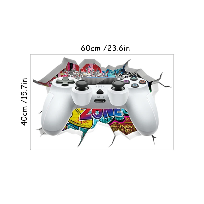 Game Console Broken Wall Hole Art Vinyl Mural Stickers for Home Kids Bedroom Play Room Gamer Zone Internet Cafe Decorations Cool wall stickers