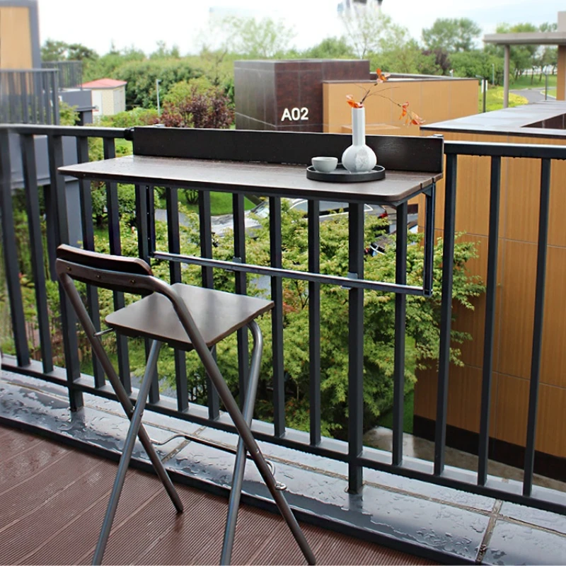Balcony Enhancement Space-Saving Flower Rack Folding Bar Counter Customized Railing Table for Outdoor and Indoor Use