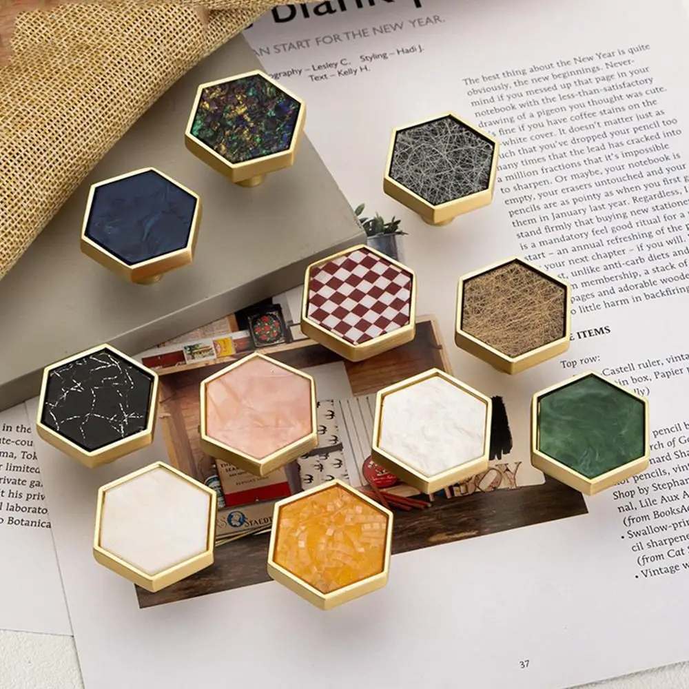 Hexagonal Cabinet Knob Creativity Nordic Modern Zinc alloy Door Pull Handles Single Hole Colorful Drawer Knobs Furniture