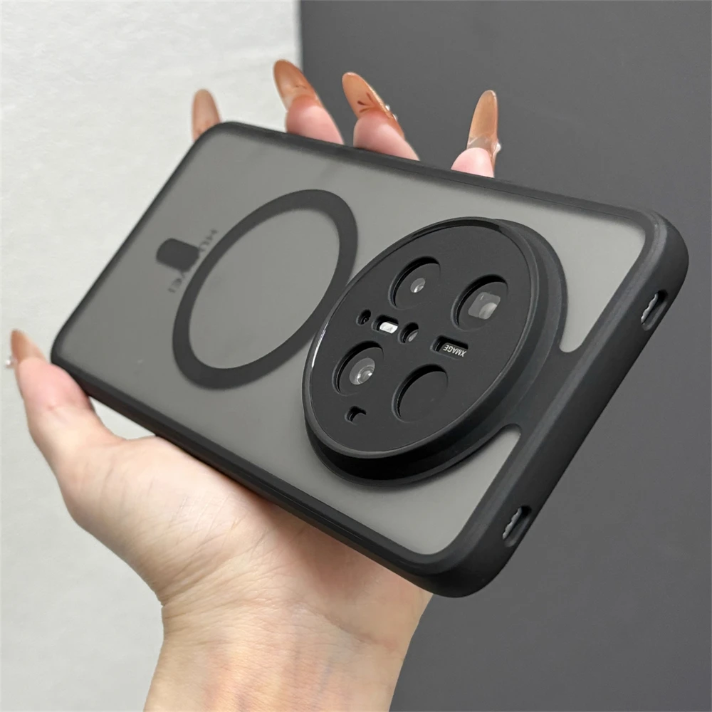 Luxury Matte Translucent Magnetic Bumper Case with Wireless Charging and Lens Protection Cover