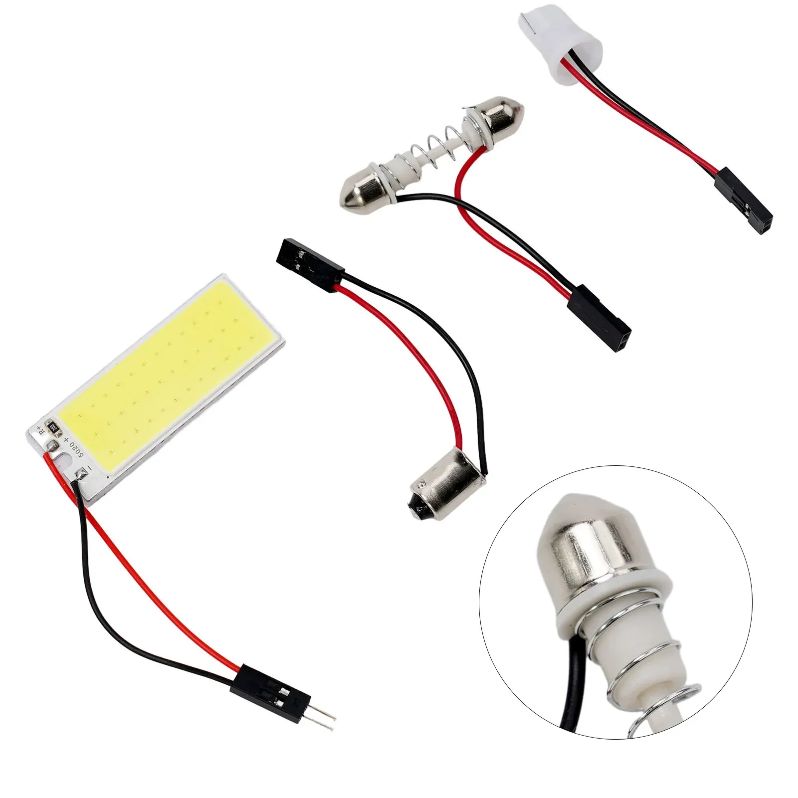 6000K COB LED Light Panel T10 Light Adapter for Dome/Car Interior Ceiling 16/24/36/48LED