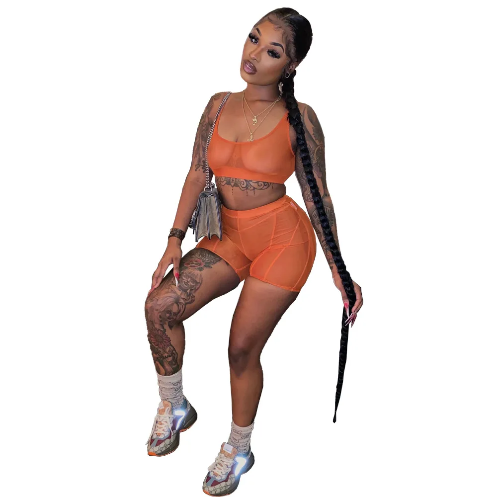 PIKADINGNIS Womens Summer Two Piece Outfits Sexy Sheer Mesh Tank Top and  Bodycon Shorts Sets See Through Tracksuit Set on OnBuy