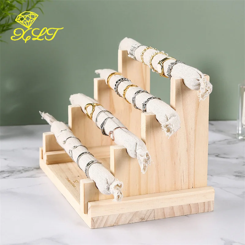 Wooden Detachable Ring Jewelry Display Stand Vertical Display Card Jewelry Stand Stall Props Jewelry Organizer For Ring