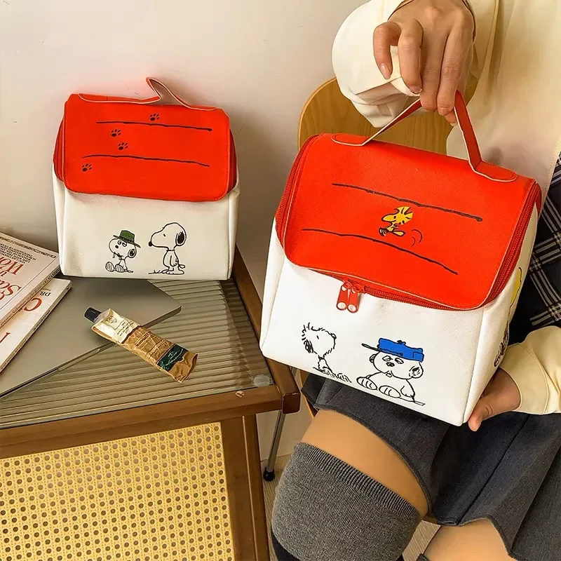 Snoopy Red House Storage Bag Stationery Skin Care Product High-Capacity Cosmetic Bag Portable Carry Hand Travel Storage tote bags