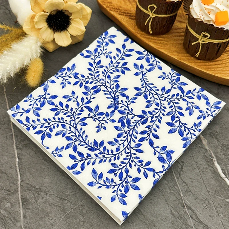 Thickened Color Printing Napkin Square Facial Tissue Chinese Celadon ElementsTable Setting Celadon Napkins Paper Napkins 20pcs