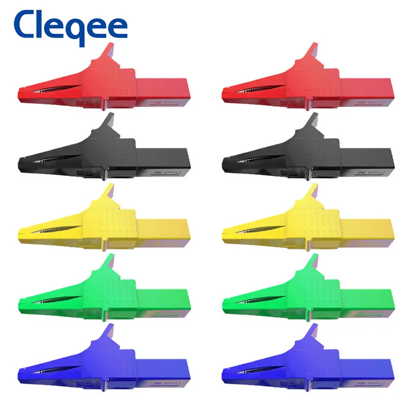 Cleqee P2003 10PCS Heavy Duty Alligator Clips 4mm Banana Socket Insulated Crocodile Clamp Multimeter Test Clip 1000V 32A alligator clips electric test clamp test clip electrical clamp
