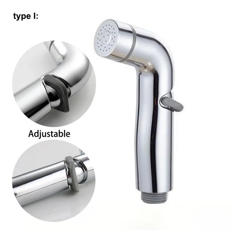 White Silver ABS Self-Cleaning Handheld Bathroom Bidet Sprayer with Nozzle Holder & Hose