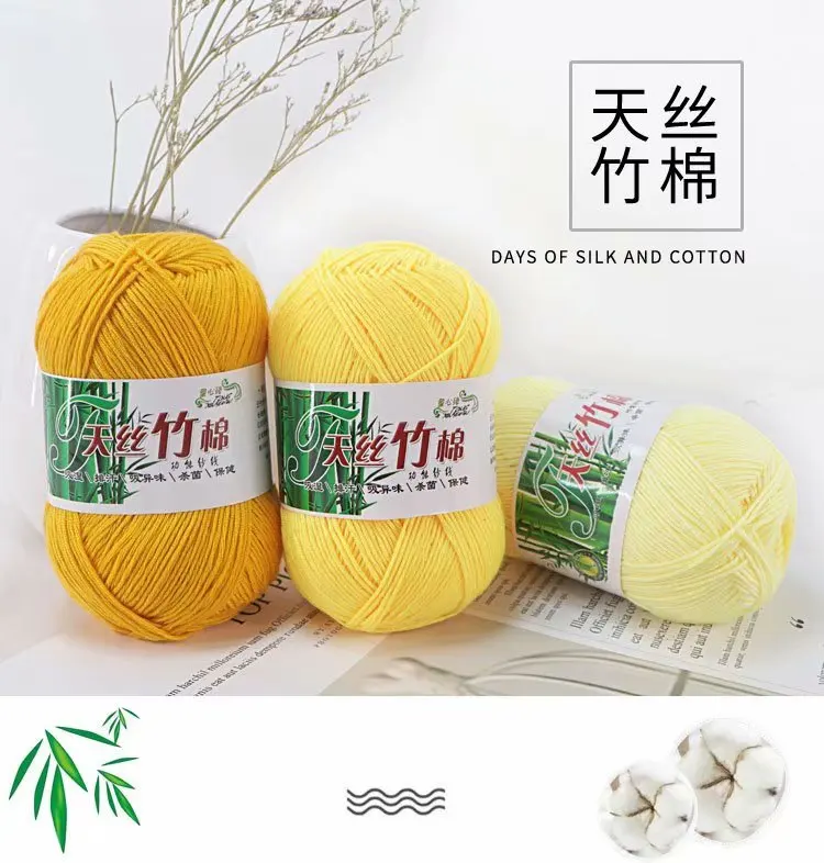 2pcs Yarns for Kniting Bamboo Cotton Yarn Bamboo Fiber Cotton Warm Soft Natural Threads Tshirt Yarn