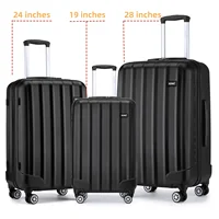 Lightweight ABS+PC Hardshell Luggage with 4 Spinner Wheels & Combination Lock - 19/24/28 Inch & 3-Piece Set for Travel