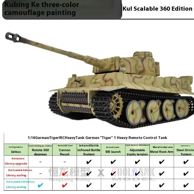 1：16 German Tiger Camouflage Tiger Heavy Remote Control Tank Smoke Launching Sound Effects Faux Realistic Model Kid Gift 6