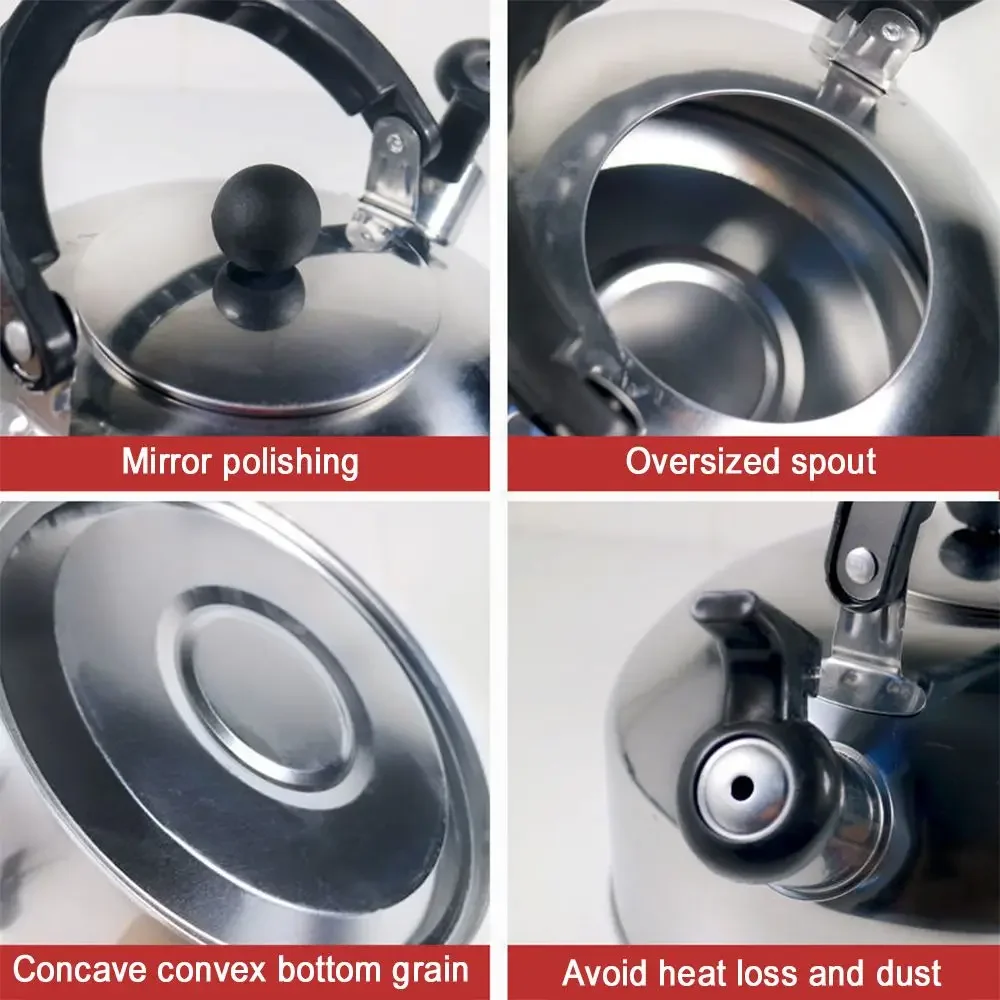 3L Stainless Steel Teapot Stove Gas Water Kettle Whistling Kettle Teapot for Trips Hiking Cooking Teakettle Ergonomic Handle whistling teapot