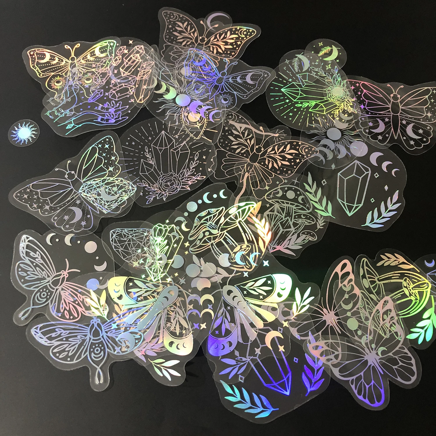 40pcs Holographic Glitter Transparent Waterproof Decorative Stickers
