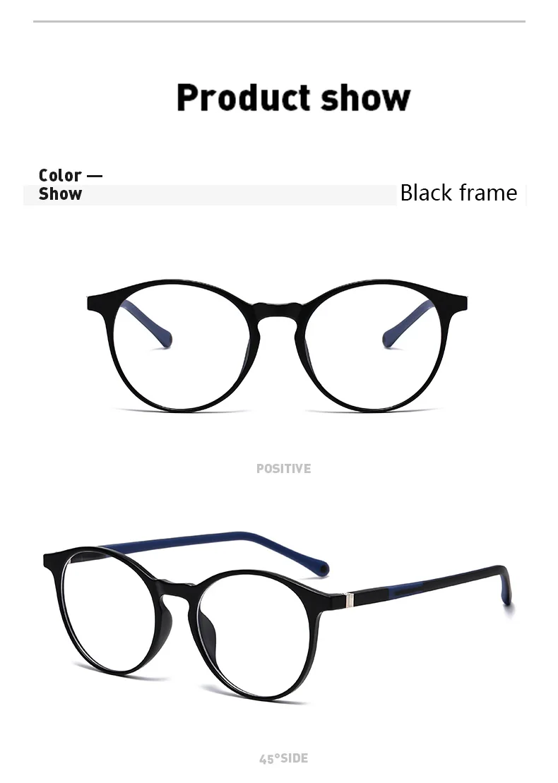 6-in-1-Brille, transparenter runder Rahmen mit 5 Stück Clip-on-polarisierten Sonnenbrillen, magnetische Brillen, männlicher Computer, optisch 3305 – Detail 10
