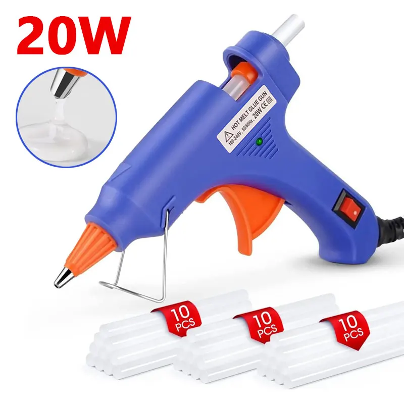 Hot Melt Glue Gun Hot Glue Gun 20W Glue Gun Mini Hot Glue Gun Kit with 30/10 Sticks for School Crafts DIY Arts Quick Melt Home Repairs Car Repair Tool