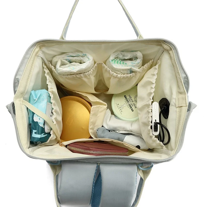 Baby Nappy Bag Mummy Bag Backpack Waterproof Storage Handbag Outdoor Travel Mommy Maternity Bag For Baby Stuff 2 Layer Gray 4