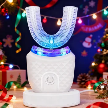 Portable U-shaped electric toothbrush, ultrasonic 360-degree cleaning, silicone whitening automatic toothbrush, oral tool 1