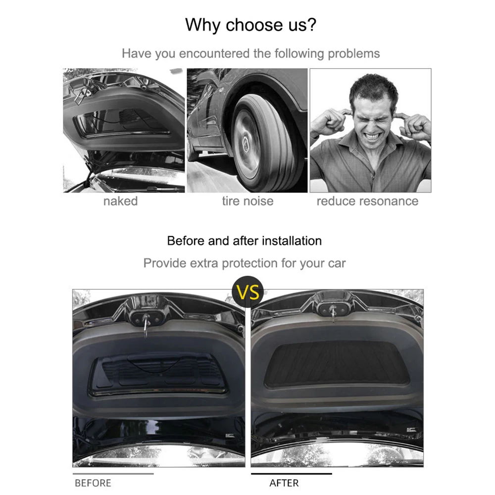 Tesla Model 3/Y Front Trunk Lid Sound Insulation Cotton Interior Hood Dustproof and Soundproof Modification Accessories
