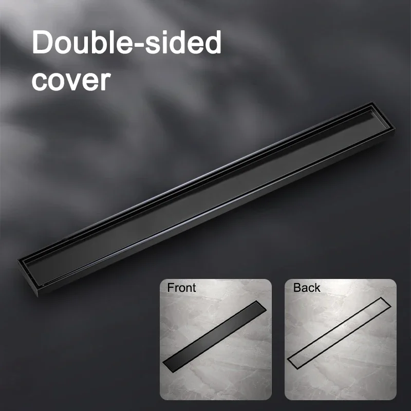 

Invisible Floor Drain 304 Stainless Steel Black Bathroom Floor Drain 8cm Wide Copper Deodorant Core Drainage for Kitchen Balcony