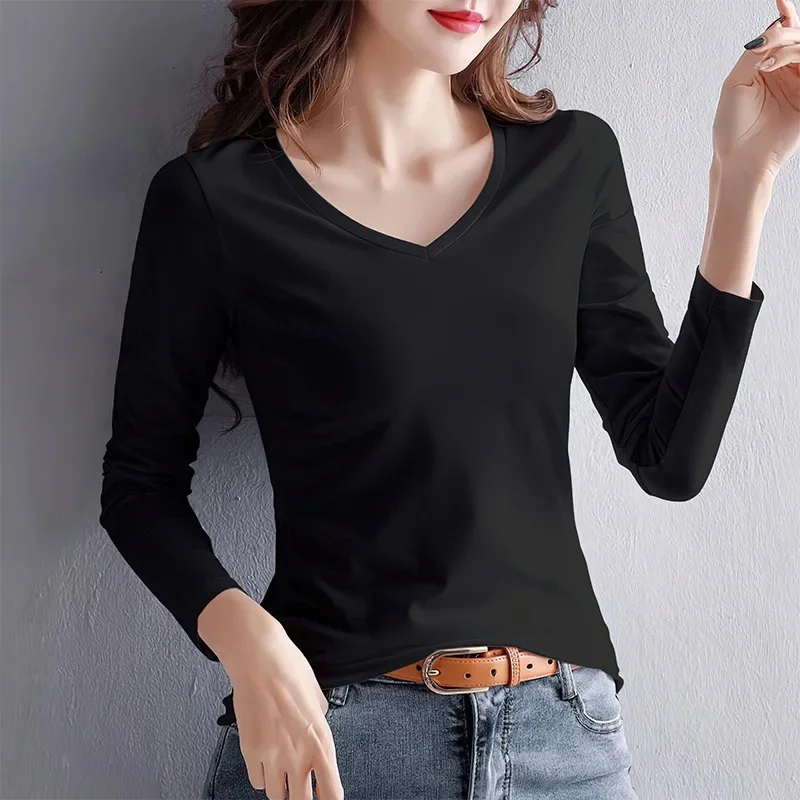Black V-neck long sleeve