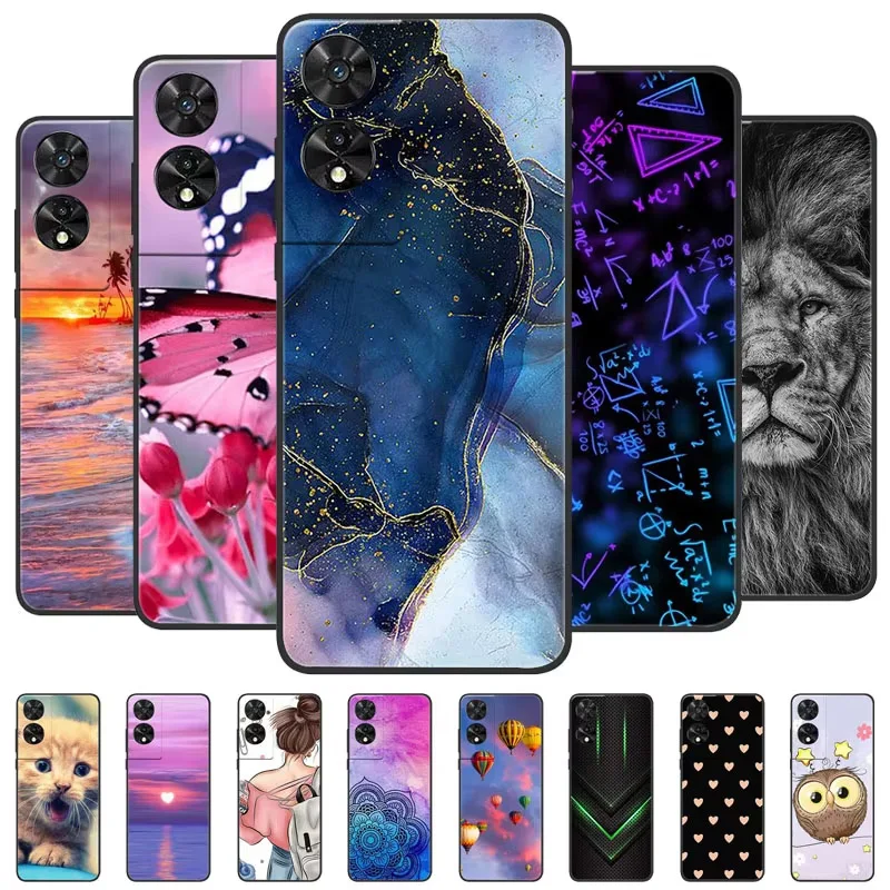 Silicone Soft Marble Black Bumper Case Cover - Full Protective Design