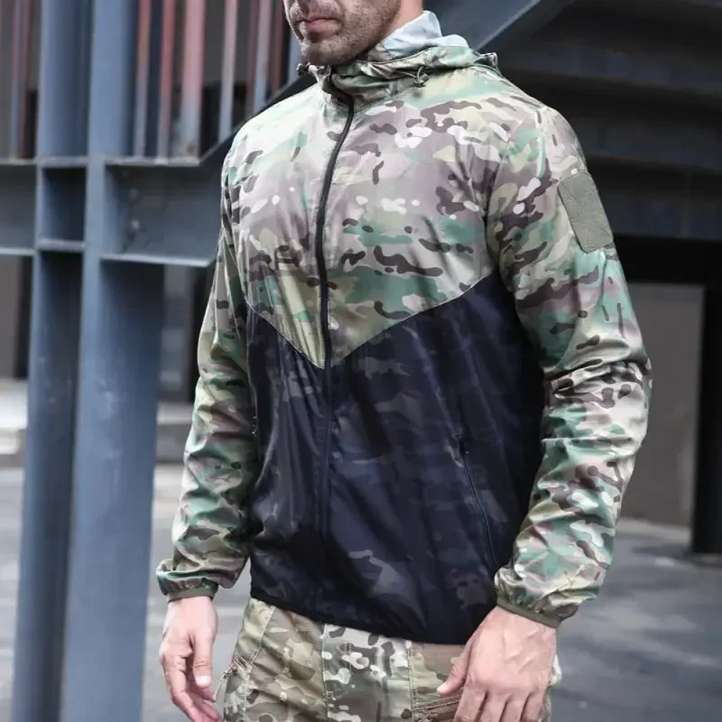 Men's Tactical Waterproof Bomber Jacket Summer Hunting Lightweight Male Camouflage Soft Shell Multicam Windbreakers Coats