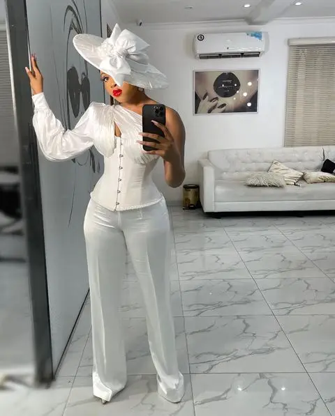 Vintage One Shoulder Evening Jumpsuit Gown Long Sleeve Lace-up Corset Top African Red Carpet Celebrity Pant Suit womens dress