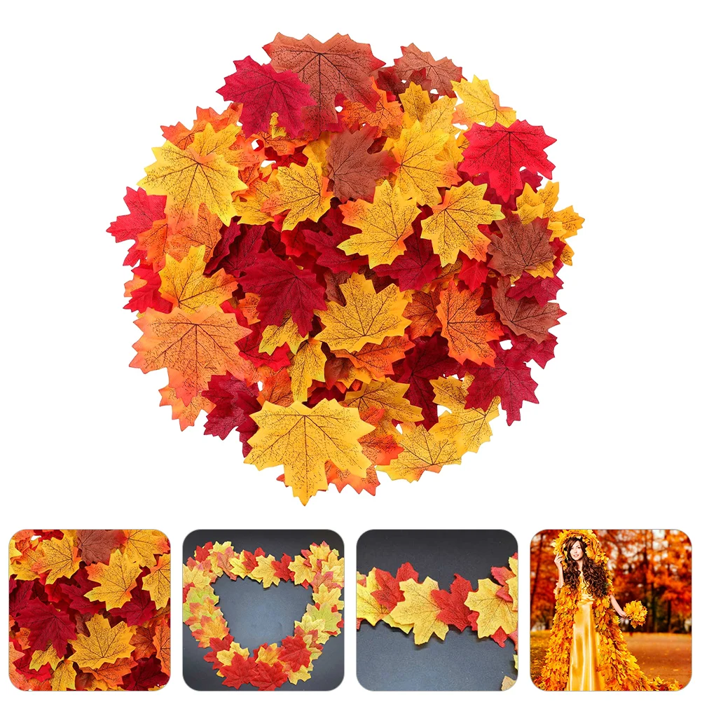 

800 Pcs Decor Simulated Maple Leaf Wedding Table Decorations Artificial Leaves Simulation Party Supplies for Thanksgiving