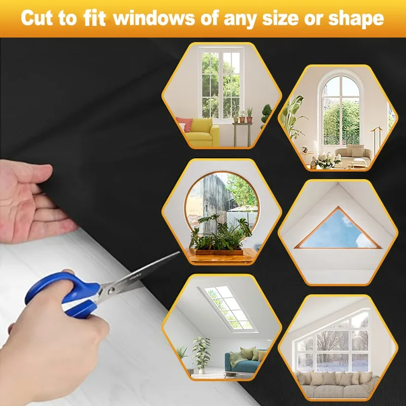 100% Blackout Curtain Removable Portable Travel Blocking Darkest Window Film Cloth Temporary DIY No Drill Blackout Curtains 6