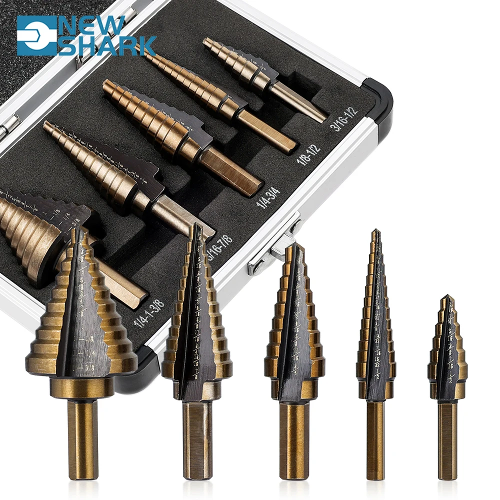 5PCS Step Drll Bit Set High Speed Steel Cobalt hard Metal Stepped