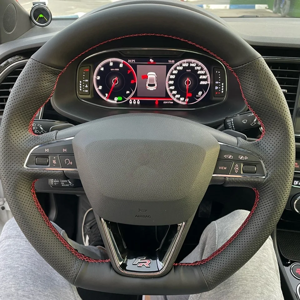 Auto Lenkrad Geflecht Abdeckung Für Seat Leon Cupra Leon ST Cupra Leon ST Cupra 2013-2019 Ateca Cupra Ateca FR 2016-2019 – Detail 1