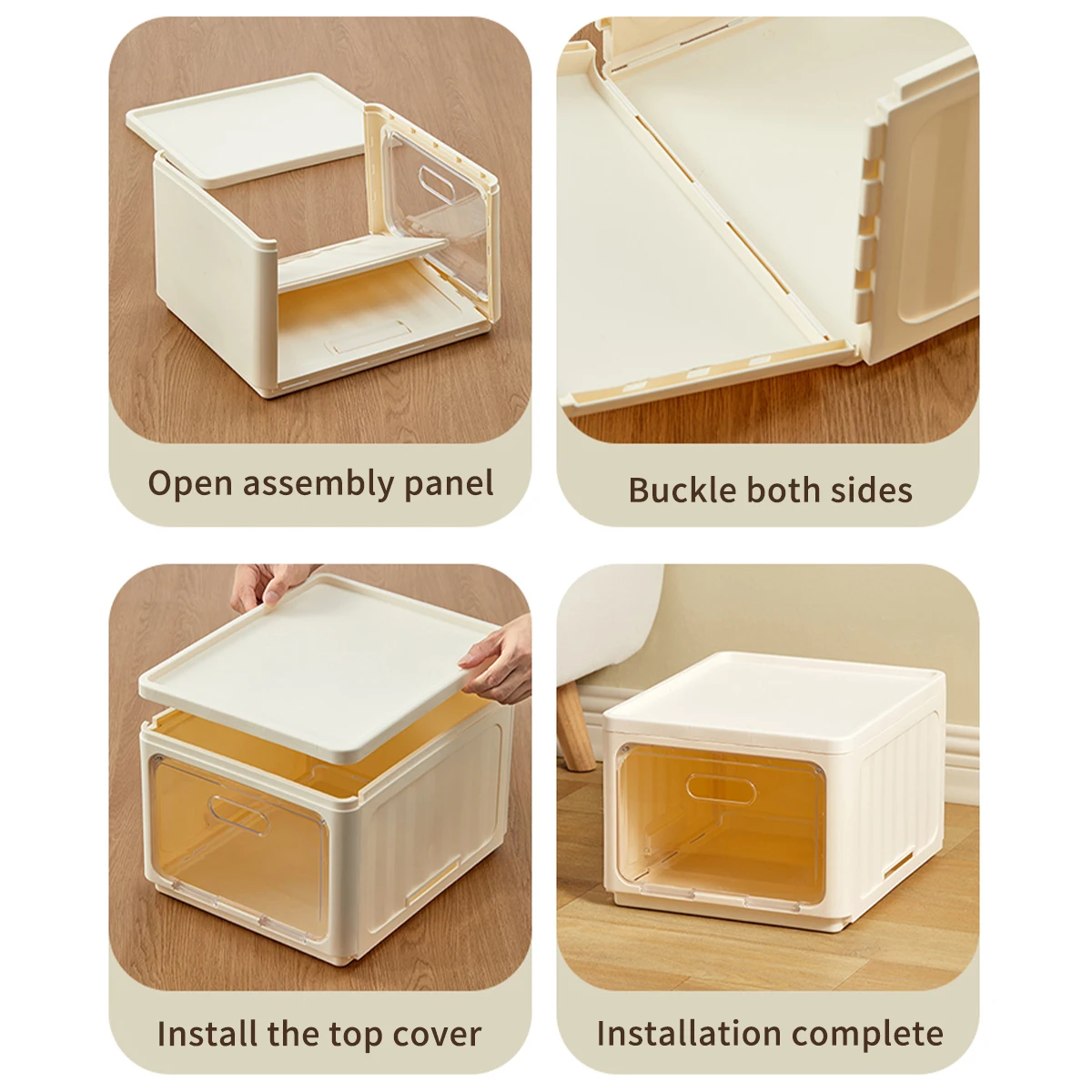 WORTHBUY Foldable Shoe Rack Plastic Collapsible Storage Box Stackable Foldable Shoe Box With Lid Multifunctional Organizer