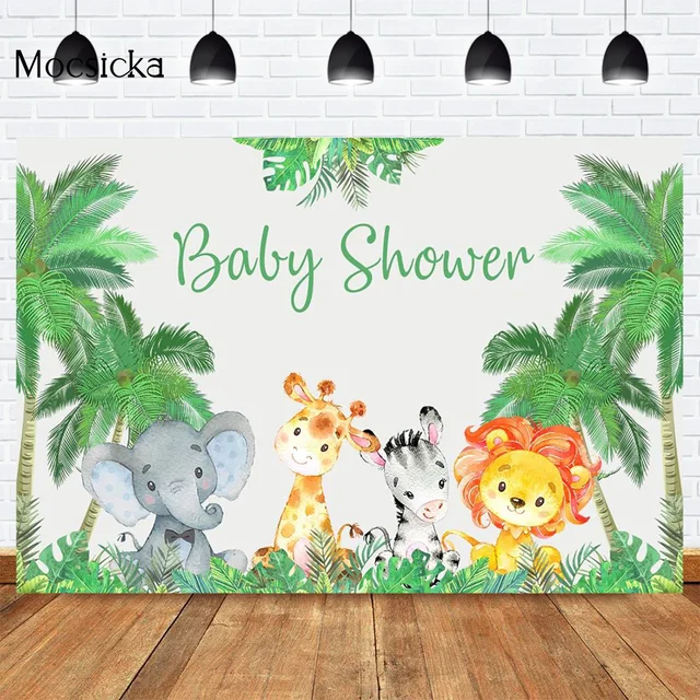 Mocsicka CUSTOM Rainforest Animals Wild One Backdrops Children Happy Birthday Party Photography Background Cake Table Banner 15