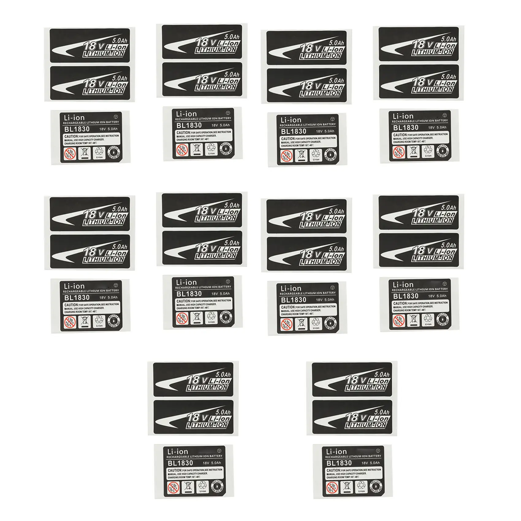 

10 Sets of BL1830 Label Lithium Ion Battery 18V 5.0Ah Sticker Label Suitable for 18V Battery Logo