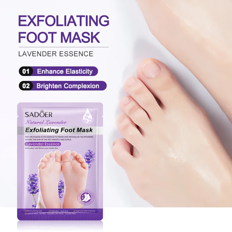 5 Pairs SADOER Lavender Foot Mask Moisturizing Foot Peeling Mask Anti-aging Exfoliating Feet Pedicure Exfoliant Feet Skin Care